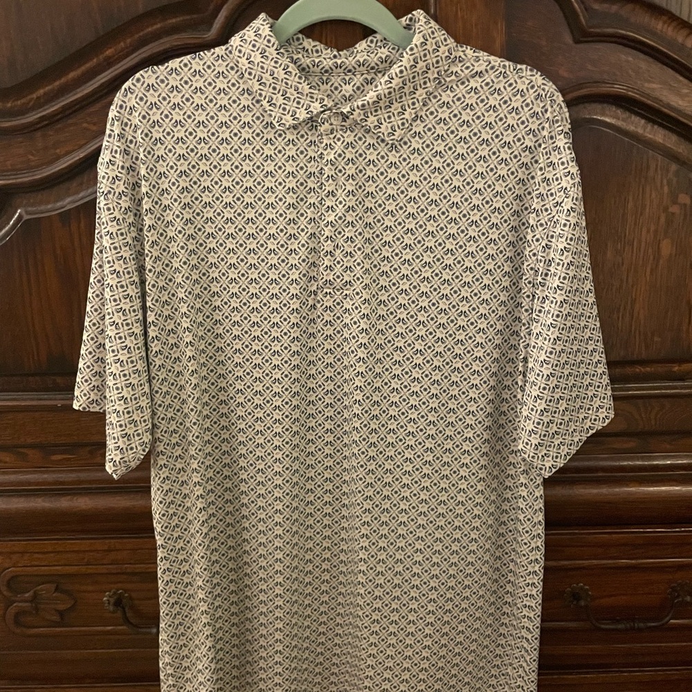 Men's Short-Sleeve Printed Polo Shirt - Blue & White